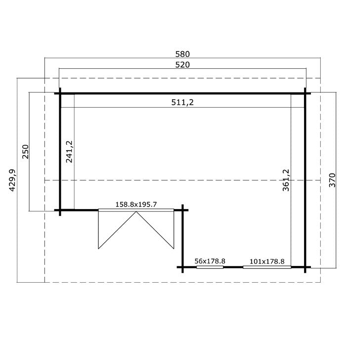 Greenway 5.2m x 3.7m Leighfield Log Cabin - 44mm