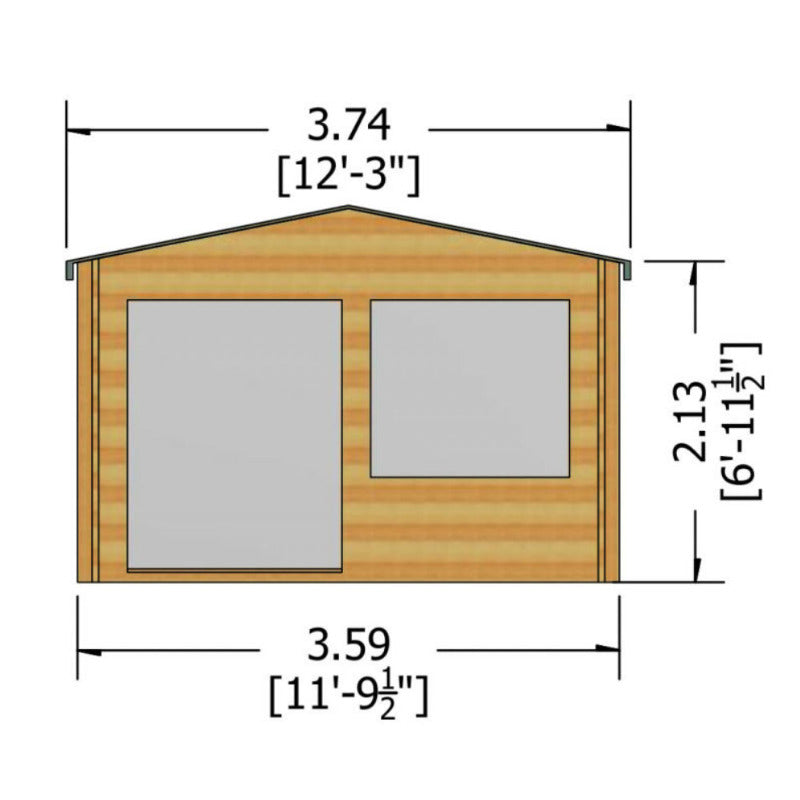 Loxley 3.6m x 3.6m Harrow Log Cabin - 28mm | Sheds.co.uk