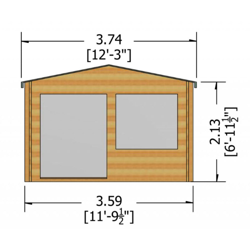 Loxley 3.6m x 3m Harrow Log Cabin - 28mm