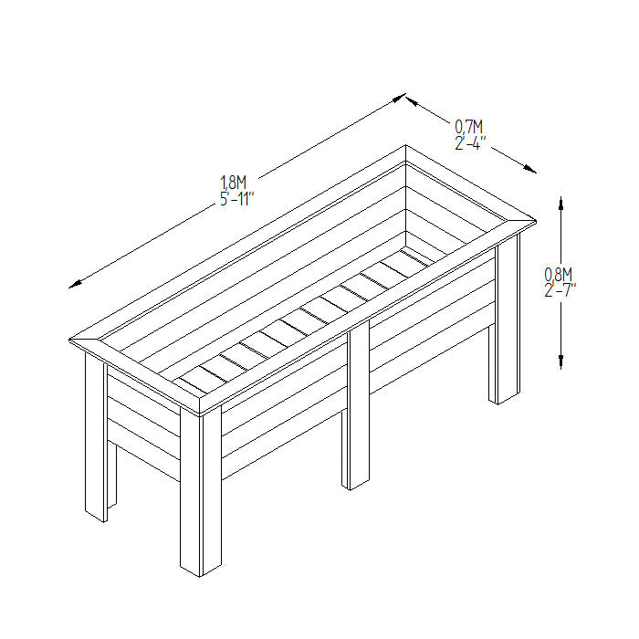 Hartwood 1.8m Deep Root Planter | Sheds.co.uk