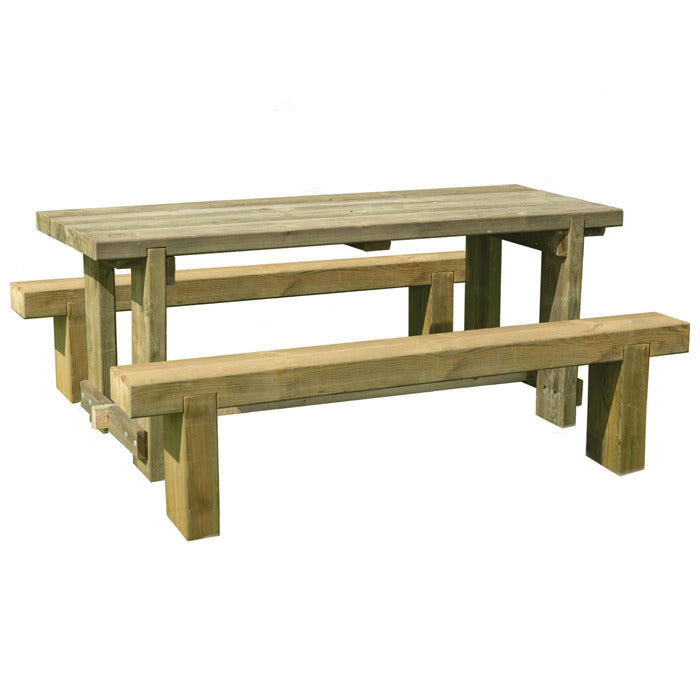 Hartwood 1.8m Refectory Table & Sleeper Bench Set | Sheds.co.uk
