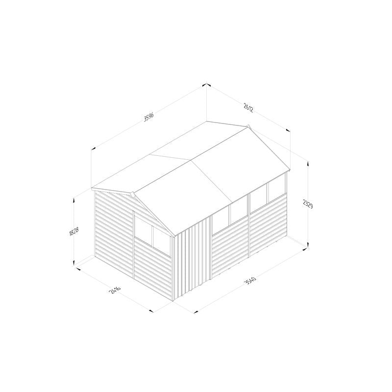 Hartwood 12' x 8' Pressure Treated Double Door Shiplap Reverse Apex Shed