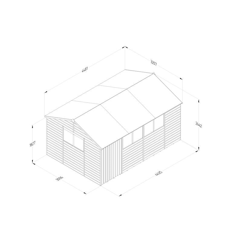 Hartwood 15' x 10' Pressure Treated Double Door Shiplap Reverse Apex Shed