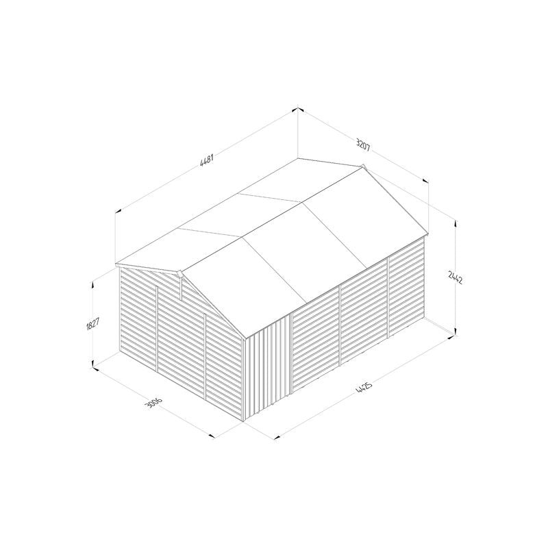 Hartwood 15' x 10' Pressure Treated Double Door Shiplap Reverse Apex Shed