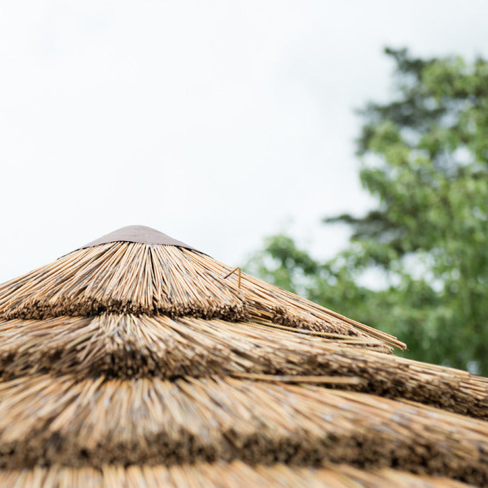Hartwood 3.6m Premium Hexagonal Gazebo With Country Thatch Roof & Lining | Sheds.co.uk