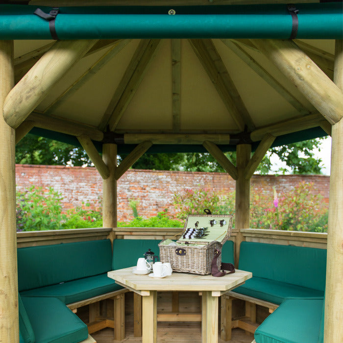 Hartwood 3m Premium Hexagonal Gazebo With Timber Roof | Sheds.co.uk