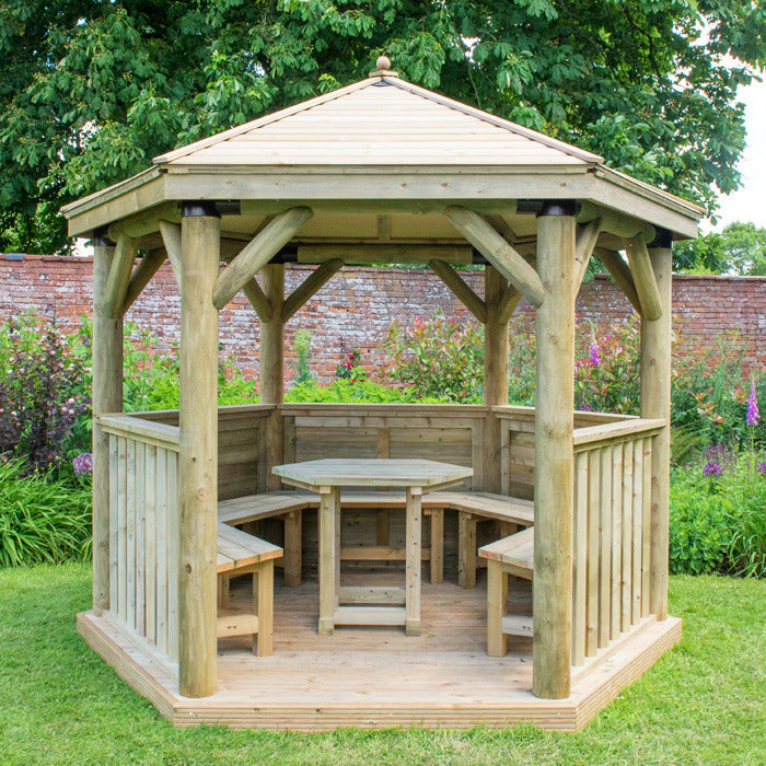 Hartwood 3m Premium Hexagonal Gazebo With Timber Roof | Sheds.co.uk