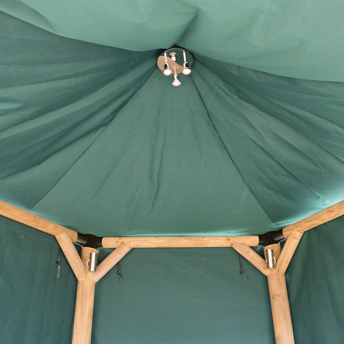 Hartwood 4.7m Premium Hexagonal Gazebo With Country Thatch Roof & Lining | Sheds.co.uk