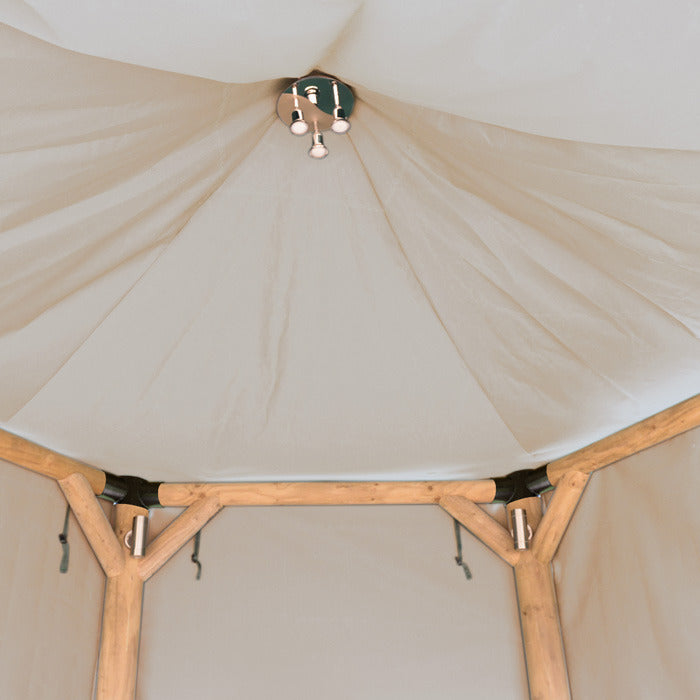 Hartwood 4.7m Premium Hexagonal Gazebo With Country Thatch Roof & Lining | Sheds.co.uk