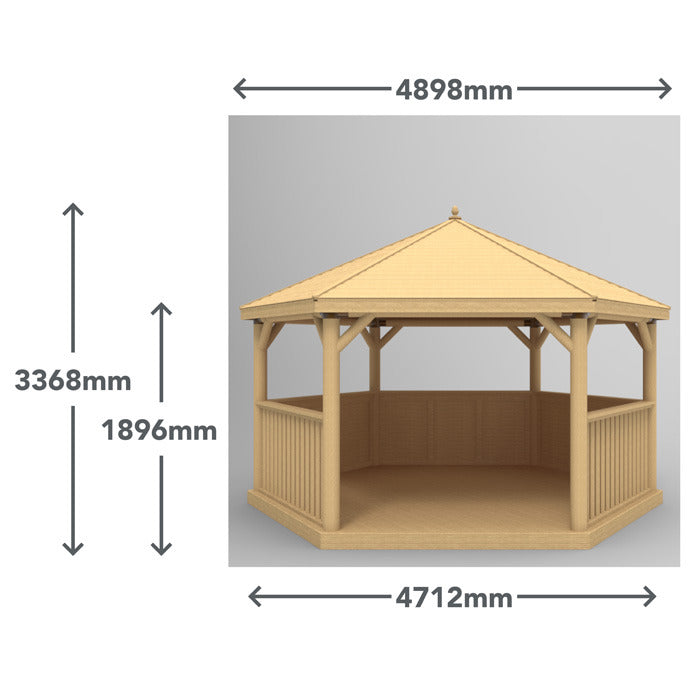 Hartwood 4.7m Premium Hexagonal Gazebo With Country Thatch Roof & Lining | Sheds.co.uk