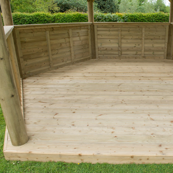 Hartwood 4.7m Premium Hexagonal Gazebo With Country Thatch Roof & Lining | Sheds.co.uk