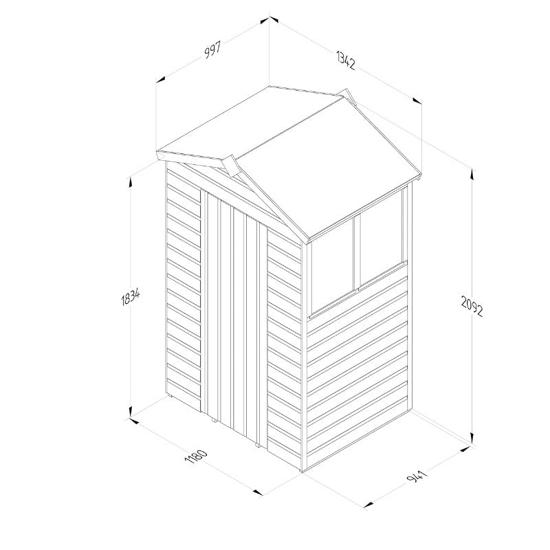 Hartwood 4' x 3' Pressure Treated Shiplap Apex Shed