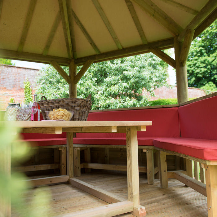 Hartwood 4m Premium Hexagonal Gazebo With Cedar Roof | Sheds.co.uk