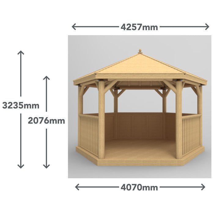 Hartwood 4m Premium Hexagonal Gazebo With Cedar Roof