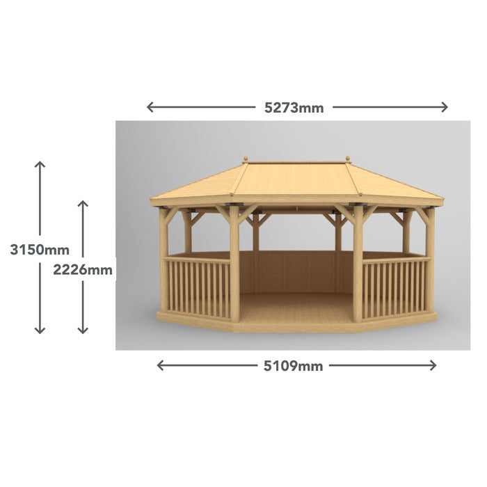 Hartwood 5.1m Premium Oval Gazebo With Cedar Roof | Sheds.co.uk