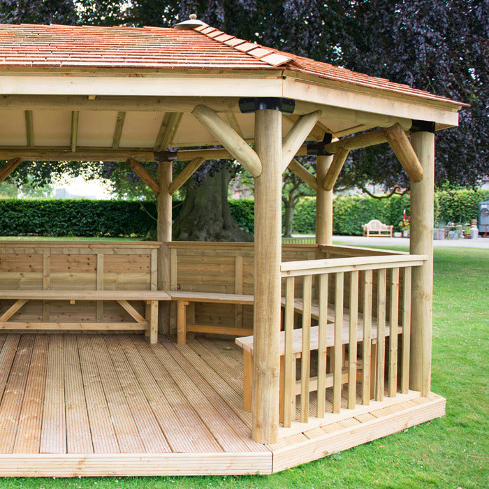 Hartwood 5.1m Premium Oval Gazebo With Cedar Roof | Sheds.co.uk