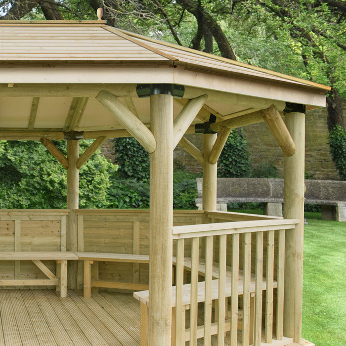 Hartwood 5.1m Premium Oval Gazebo With Timber Roof | Sheds.co.uk