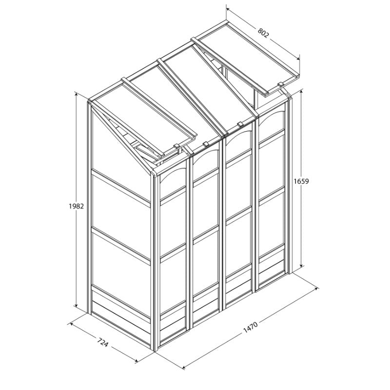 Hartwood 5' x 2' Victorian Tall Wall Greenhouse