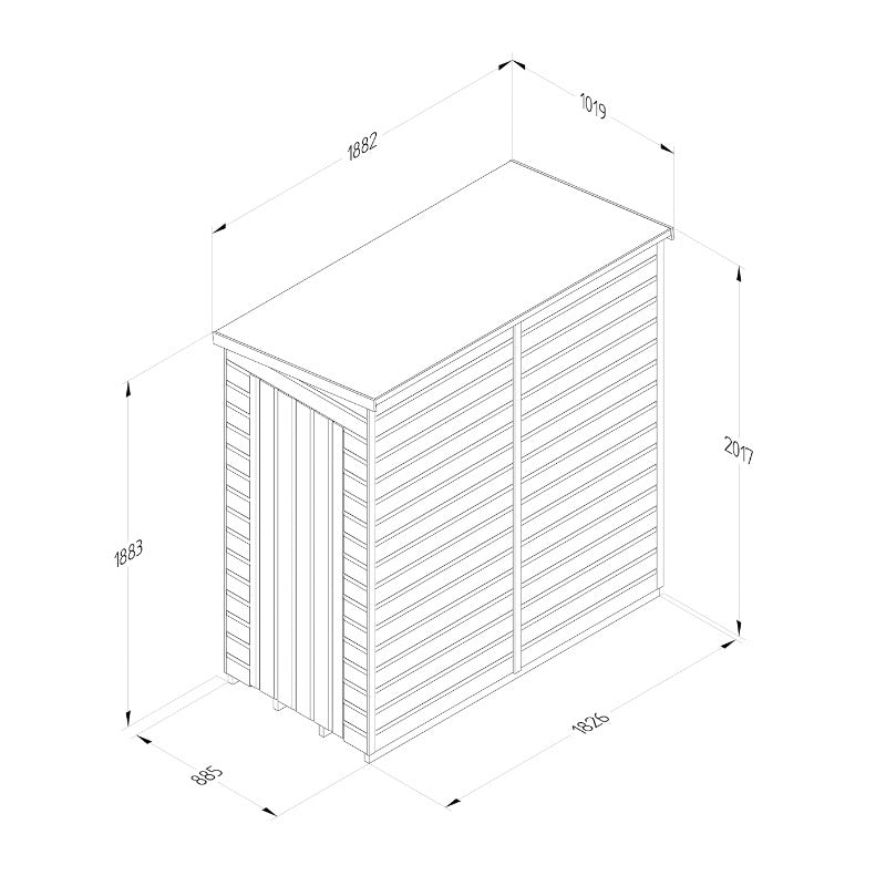 Hartwood 6' x 3' Pressure Treated Windowless Shiplap Pent Lean-To Shed | Sheds.co.uk