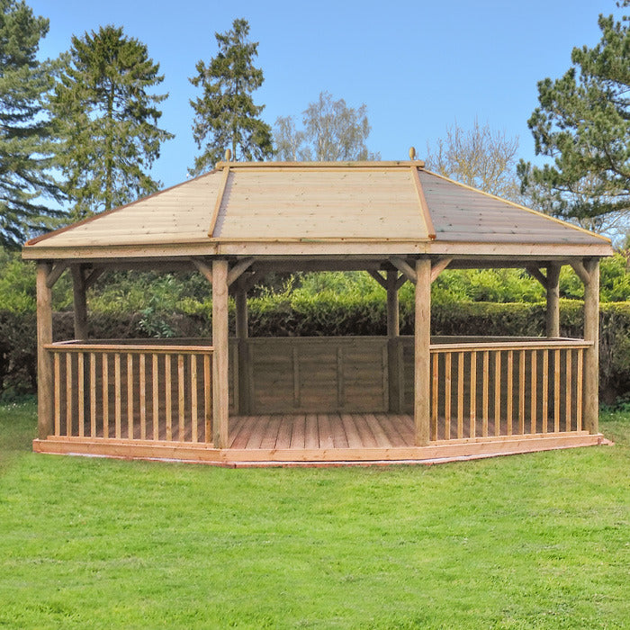 Hartwood 6m Premium Oval Gazebo With Timber Roof | Sheds.co.uk