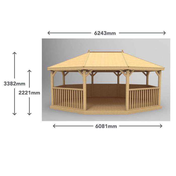 Hartwood 6m Premium Oval Gazebo With Timber Roof