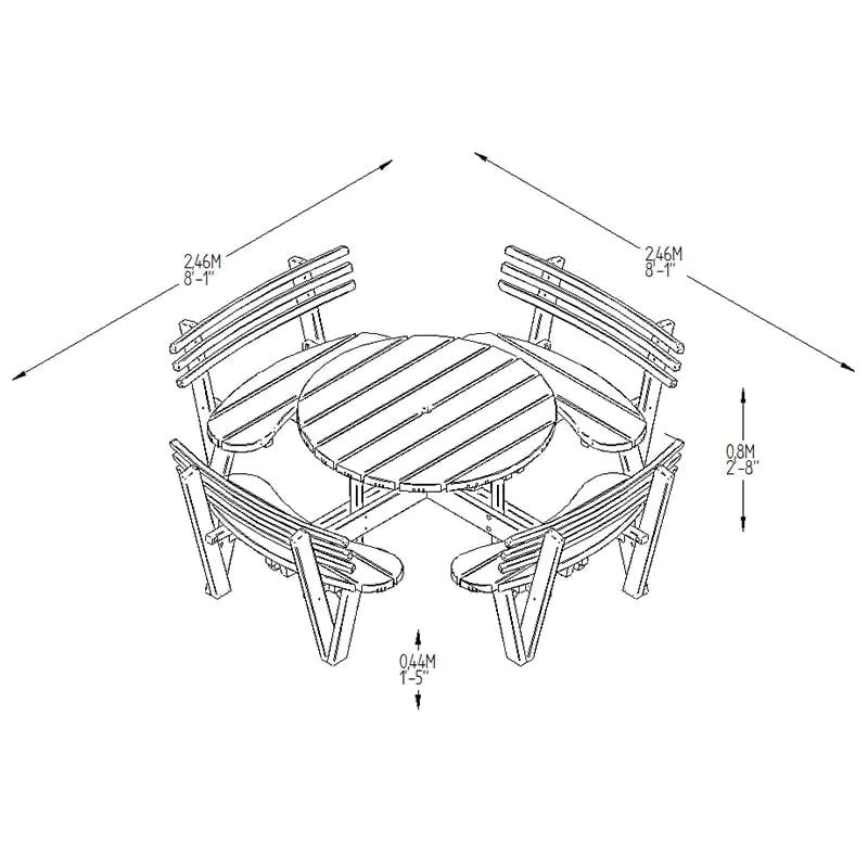 Hartwood Circular Picnic Table With Seat Backs
