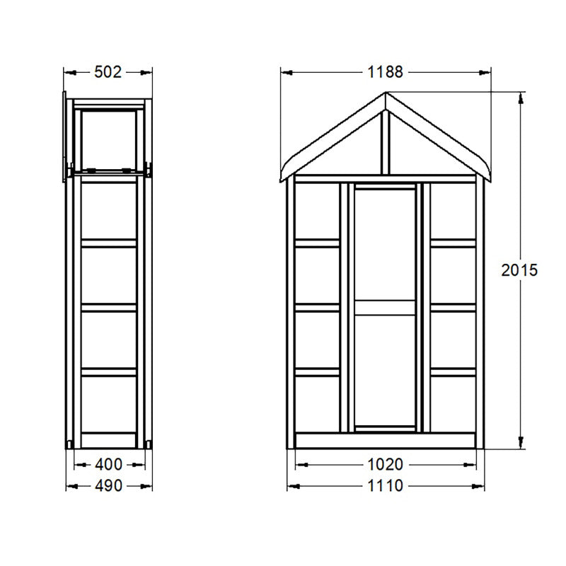 Hartwood Georgian Wall Greenhouse With Auto Vent