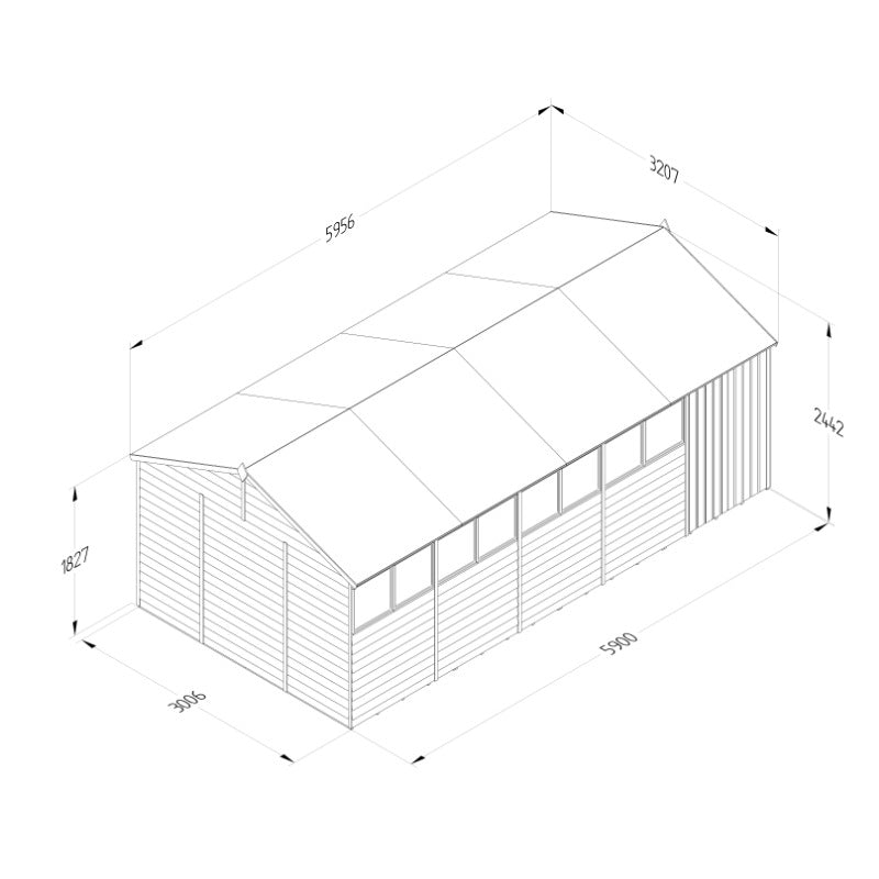 Hartwood Life Time 20' x 10' Double Door Overlap Pressure Treated Reverse Apex Shed