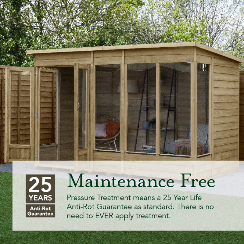 Hartwood Life Time 8' x 6' Pressure Treated Overlap Pent Summer House | Sheds.co.uk