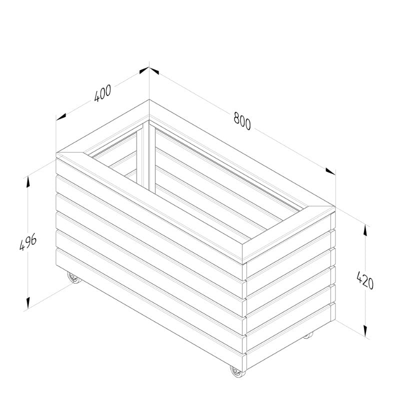 Hartwood Linear Double Planter With Wheels | Sheds.co.uk