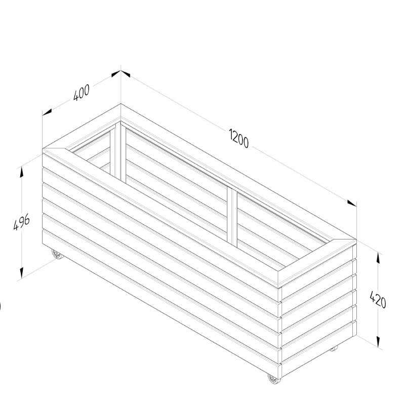 Hartwood Linear Planter With Wheels