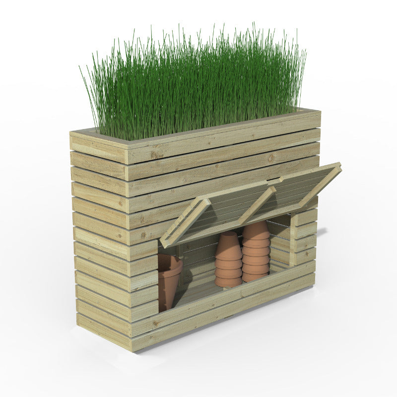 Hartwood Linear Tall Planter With Storage | Sheds.co.uk