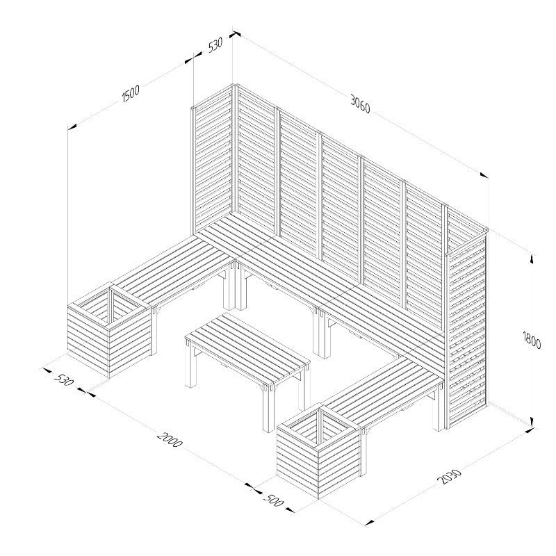 Hartwood Modular Garden Seating With Trellis - Option 4 | Sheds.co.uk