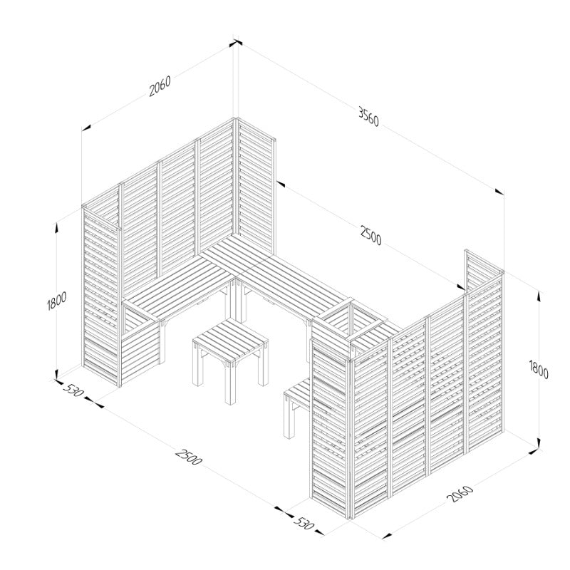 Hartwood Modular Garden Seating With Trellis - Option 5 | Sheds.co.uk