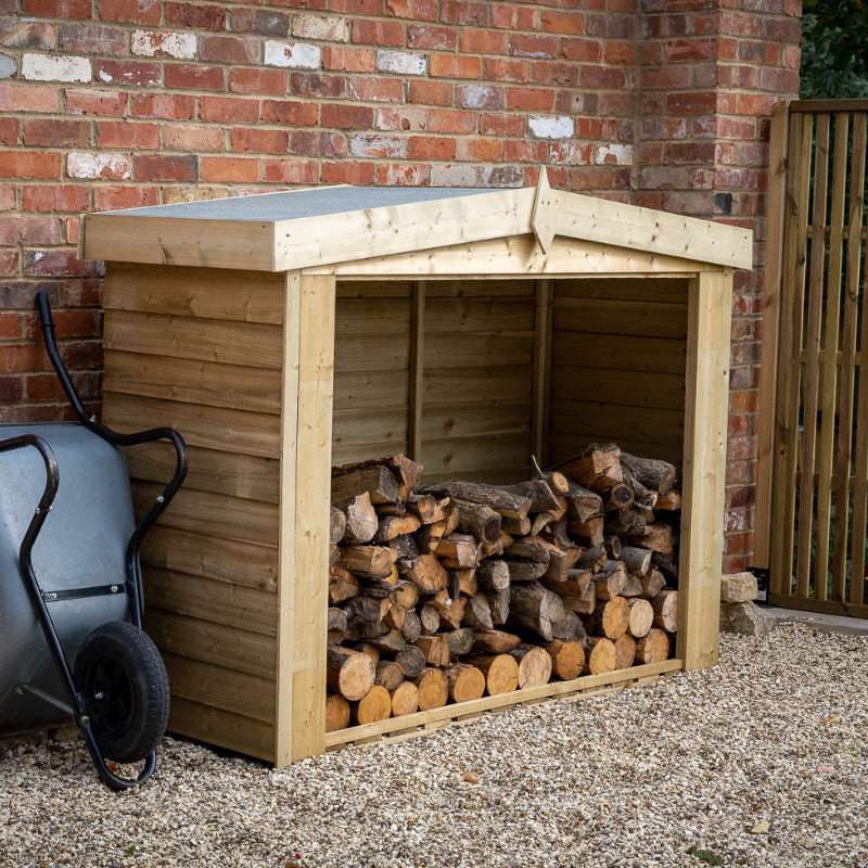 Hartwood Overlap Pressure Treated Log Store | Sheds.co.uk