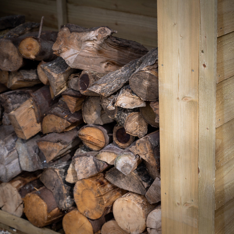 Hartwood Overlap Pressure Treated Log Store | Sheds.co.uk