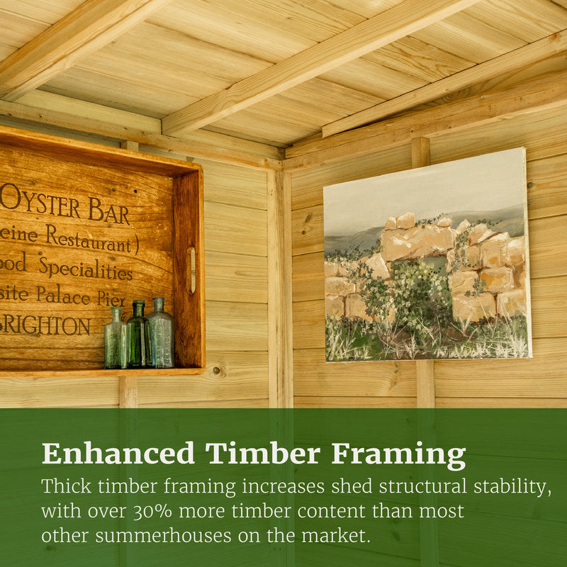 Hartwood 8' x 6' Pressure Treated Premium Tongue & Groove Reverse Apex Summer House | Sheds.co.uk