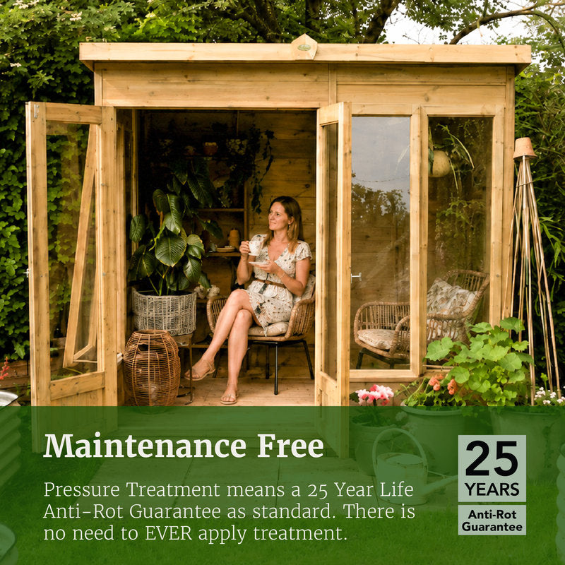 Hartwood 8' x 6' Pressure Treated Premium Tongue & Groove Reverse Apex Summer House | Sheds.co.uk