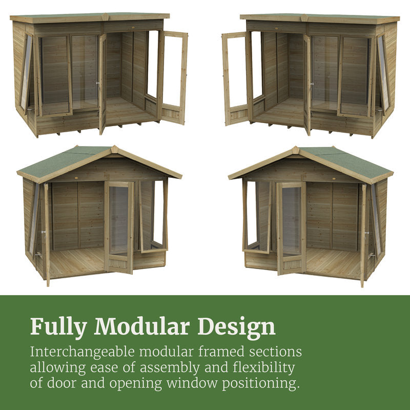Hartwood 8' x 6' Pressure Treated Premium Tongue & Groove Reverse Apex Summer House | Sheds.co.uk