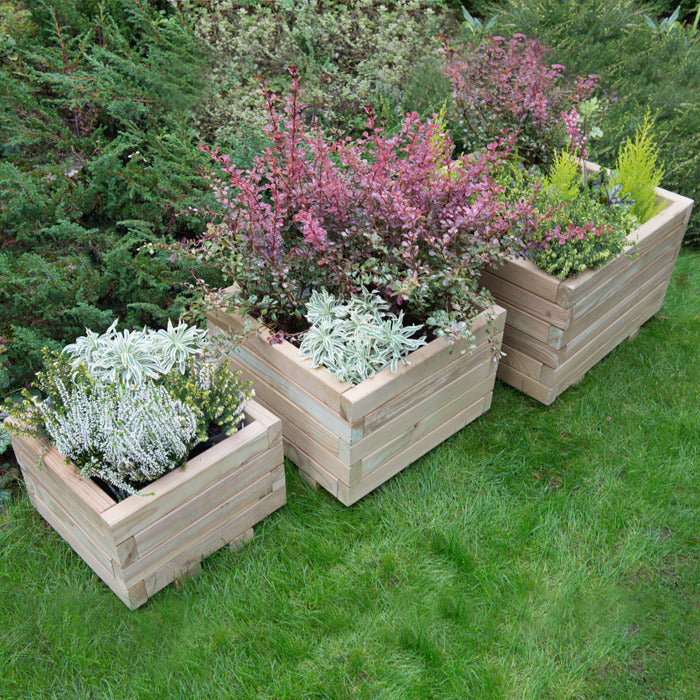 Hartwood Set of Three Square Planters | Sheds.co.uk