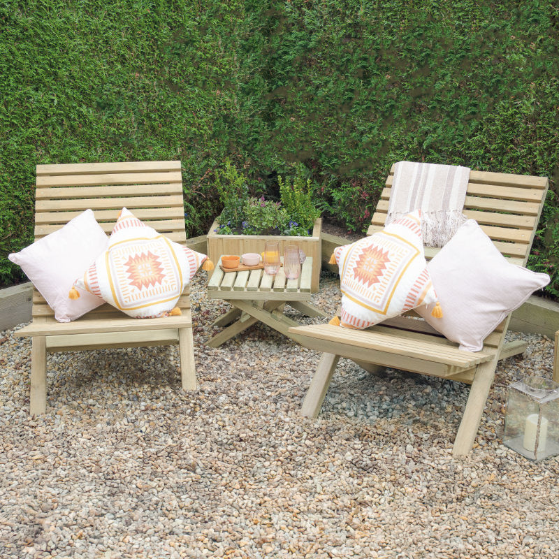 Hartwood Wooden Slatted Beach Chair & Table Set | Sheds.co.uk
