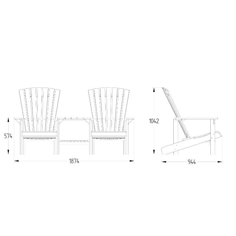 Hartwood Wooden Slatted Garden Love Seat | Sheds.co.uk