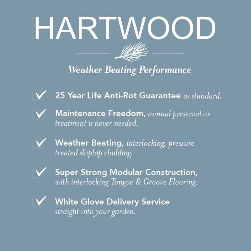 Hartwood 7' x 5' Worcester Pressure Treated Shiplap Apex Summer House | Sheds.co.uk