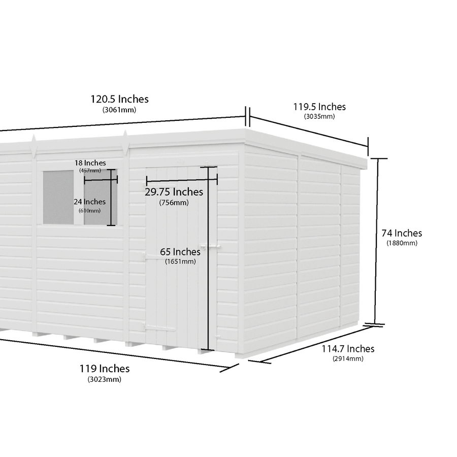 Holt 10' x 10' Pressure Treated Shiplap Modular Pent Shed