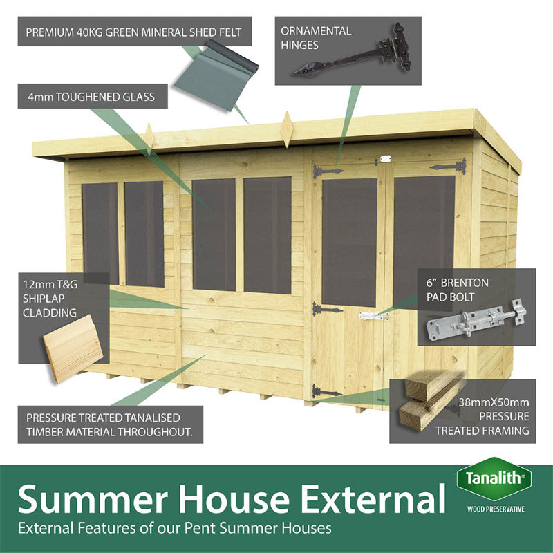 Holt 8' x 6' Alexander Loglap Pressure Treated Pent Summer House | Sheds.co.uk