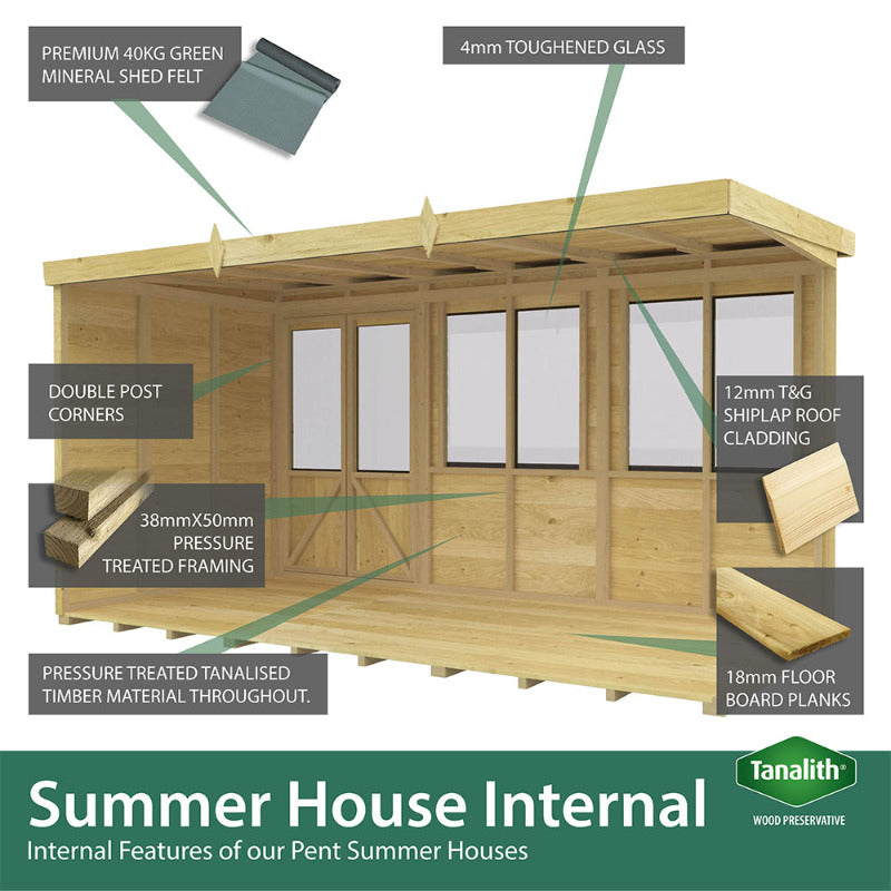 Holt 8' x 6' Alexander Loglap Pressure Treated Pent Summer House | Sheds.co.uk