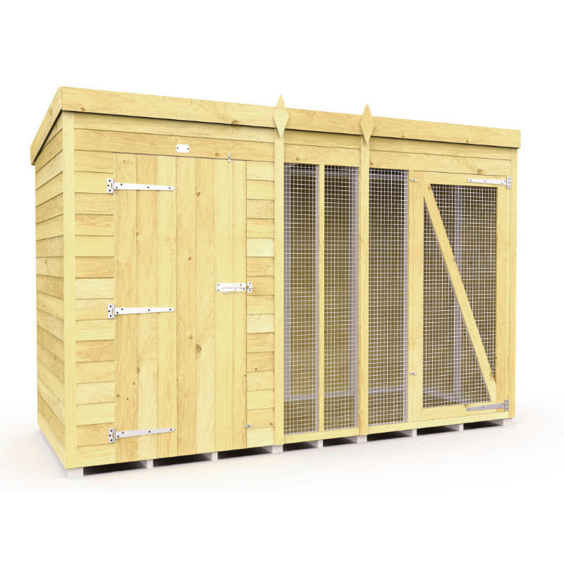 Holt 10' x 4' Pressure Treated Shiplap Full Height Dog Kennel And Run | Sheds.co.uk