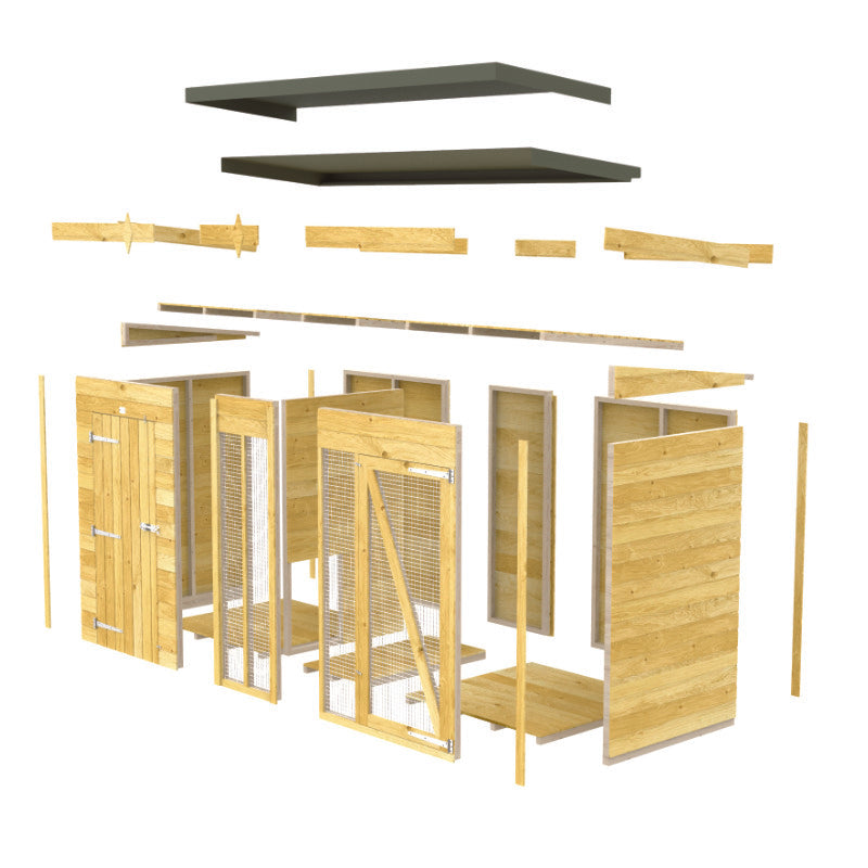 Holt 10' x 6' Pressure Treated Shiplap Full Height Dog Kennel And Run | Sheds.co.uk
