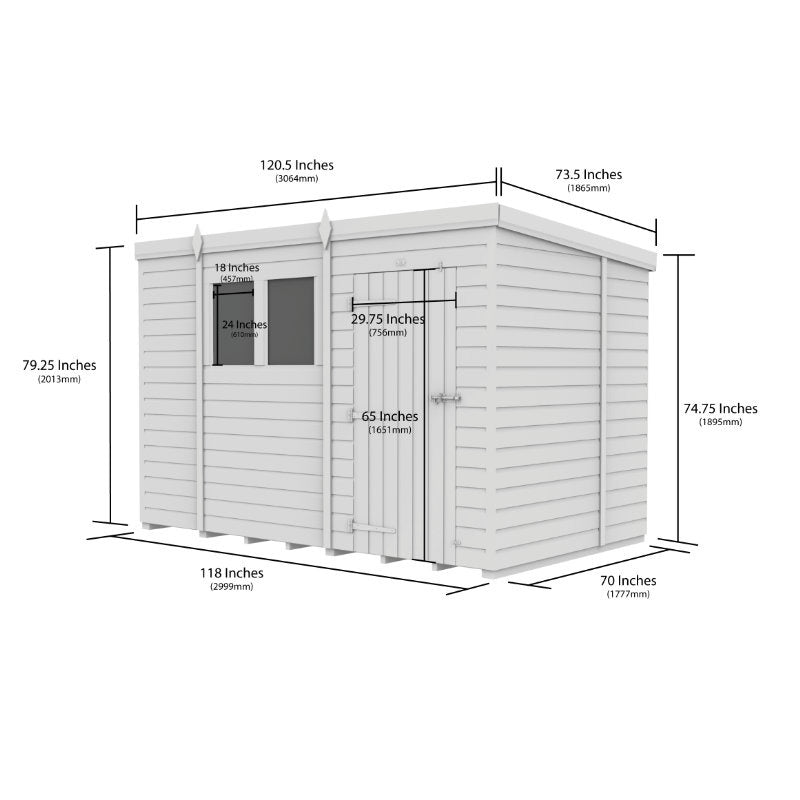 Holt 10' x 6' Pressure Treated Shiplap Modular Pent Shed | Sheds.co.uk