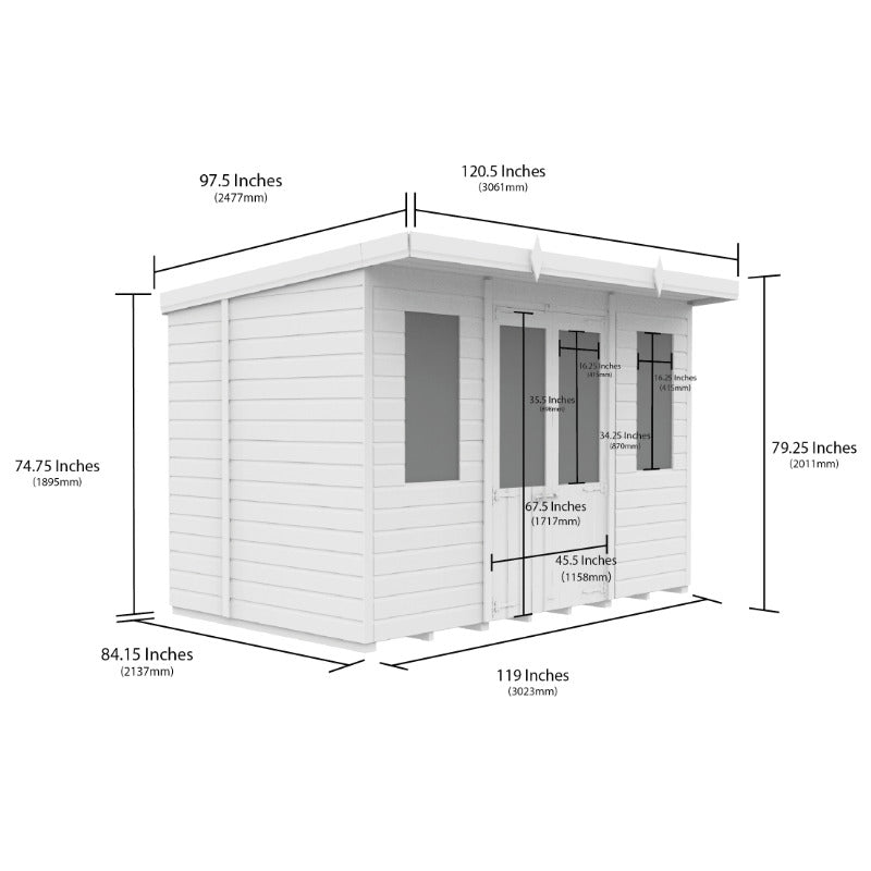 Holt 10' x 7' Alexander Loglap Pressure Treated Pent Summer House